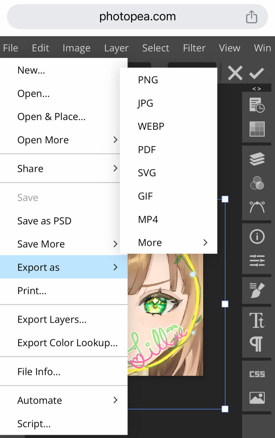 screenshot of photopea's Homepage